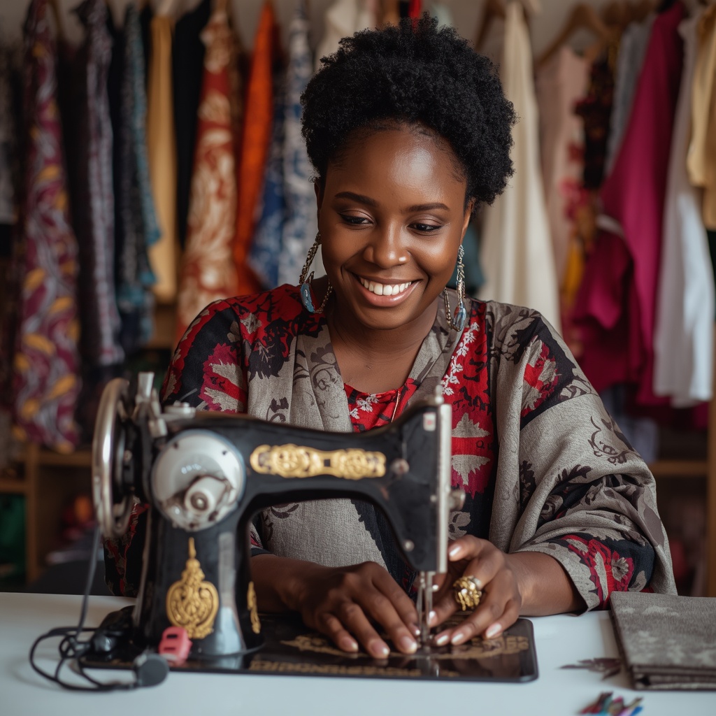 Tailor working on fabric